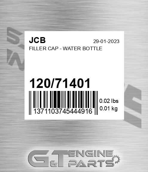 120/71401 Filler Cap - Water Bottle