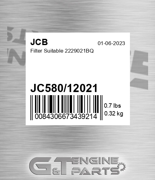 JC580-12021 Filter Suitable 2229021bq
