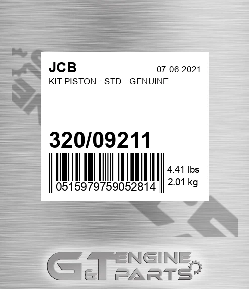 320/09211 Kit Piston - Std - Genuine