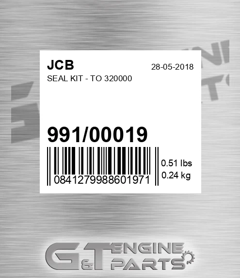 991/00019 Seal Kit - To 320000