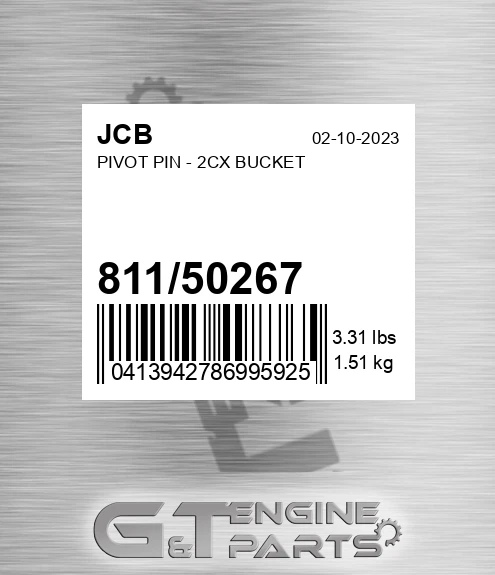 811/50267 Pivot Pin - 2cx Bucket