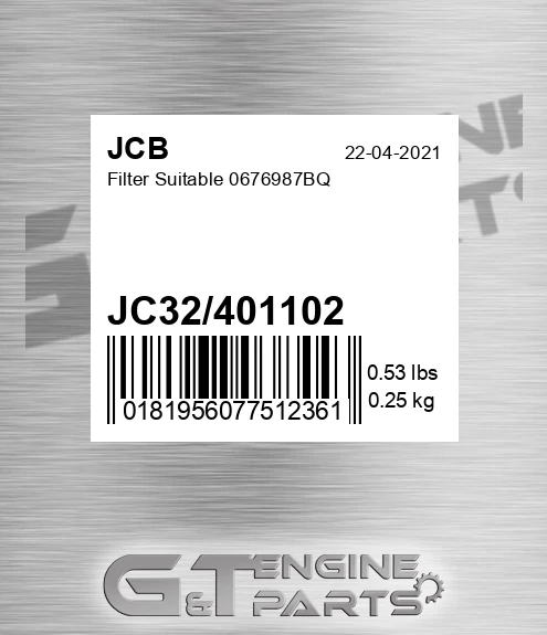 JC32/401102 Filter Suitable 0676987bq