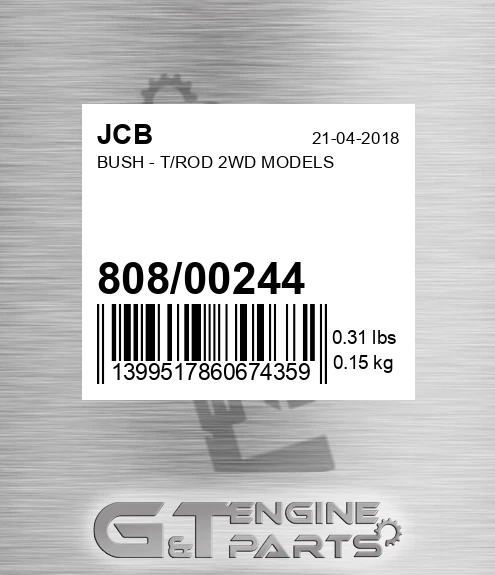 808/00244 Bush - T/rod 2wd Models