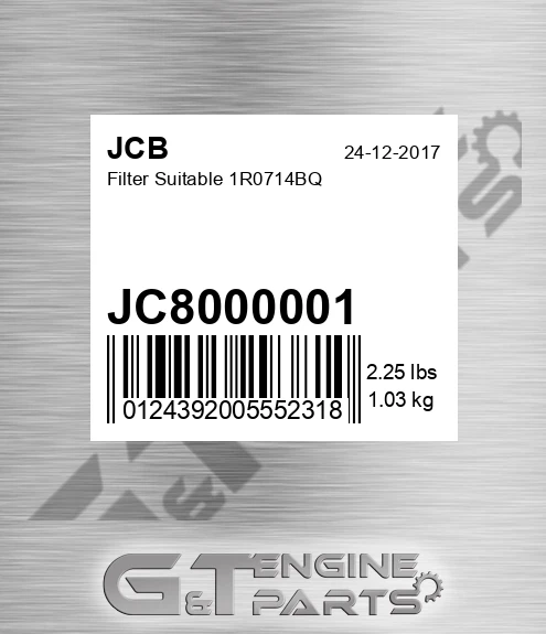 JC8000001 Filter Suitable 1r0714bq