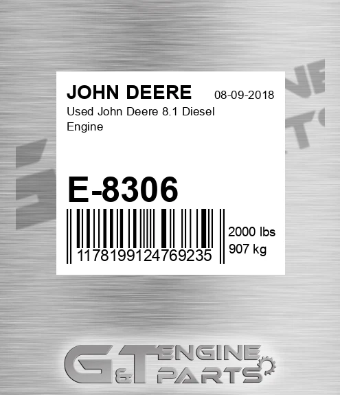 E-8306 Used 8.1 Diesel Engine for JOHN DEERE