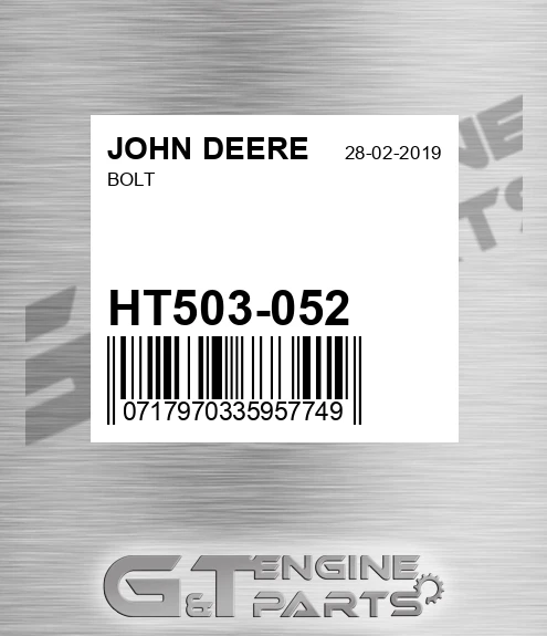 HT503-052 Bolt for JOHN DEERE