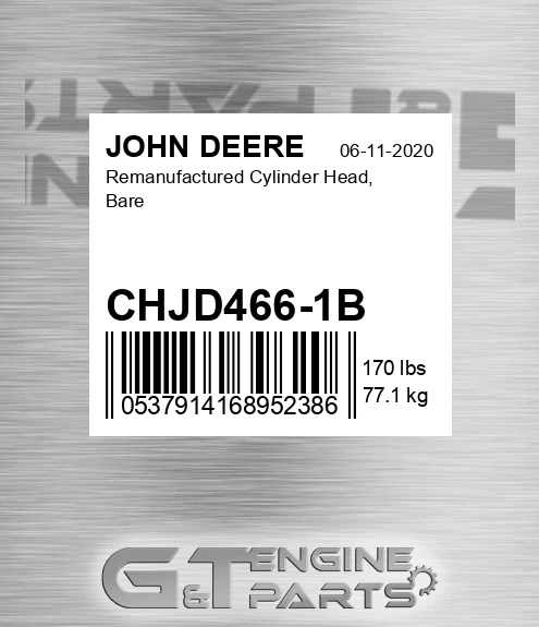 CHJD466-1B Remanufactured Cylinder Head, Bare for JOHN DEERE