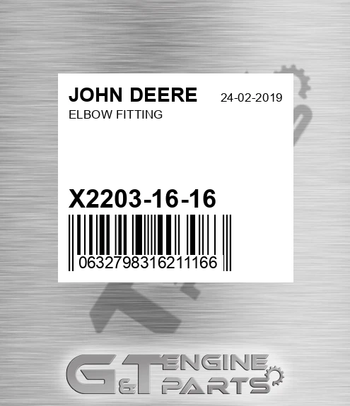 X2203-16-16 Elbow Fitting for JOHN DEERE