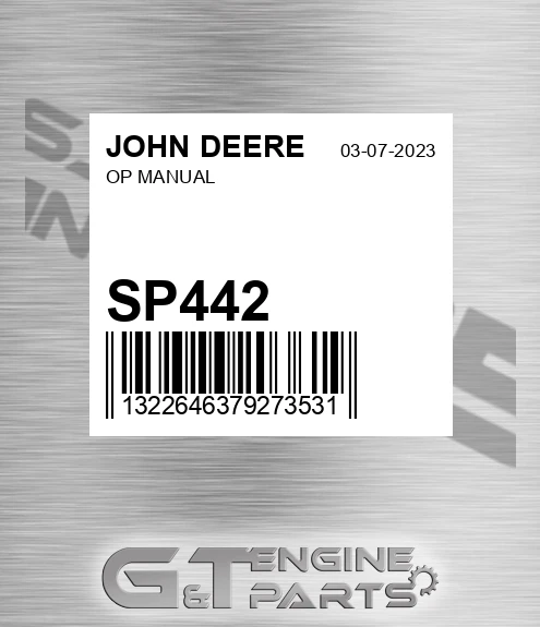 SP442 Op Manual for JOHN DEERE