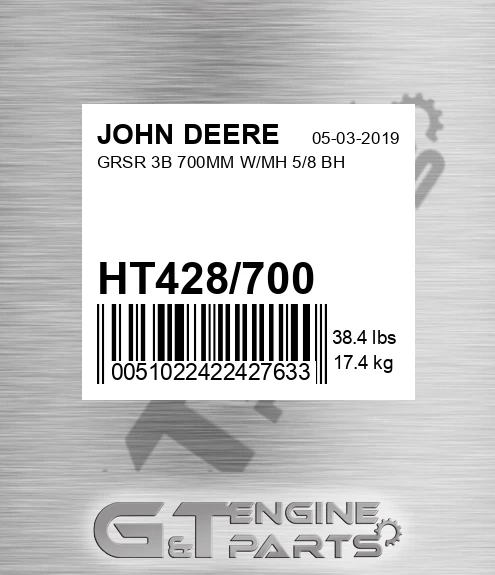 HT428/700 Grsr 3b 700mm W/mh 5/8 Bh for JOHN DEERE