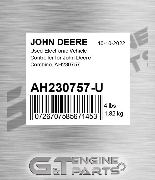 AH230757-U Used Electronic Vehicle Controller For Combine, Ah230757 for JOHN DEERE
