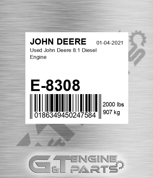 E-8308 Used 8.1 Diesel Engine for JOHN DEERE