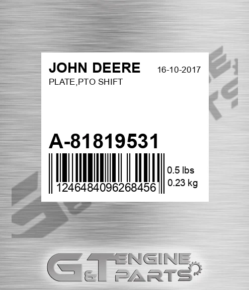 A-81819531 Plate,pto Shift for JOHN DEERE