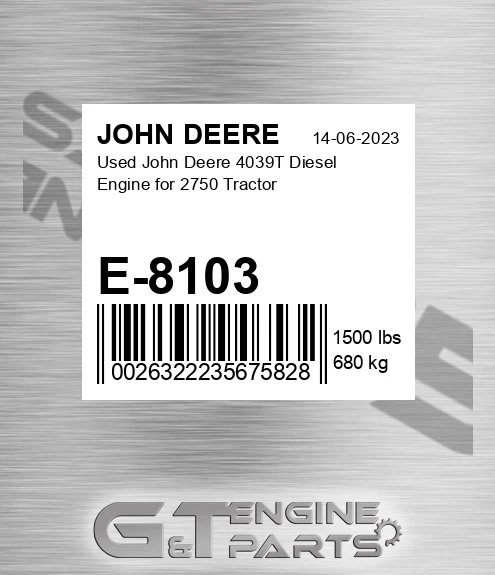 E-8103 Used 4039t Diesel Engine For 2750 Tractor for JOHN DEERE