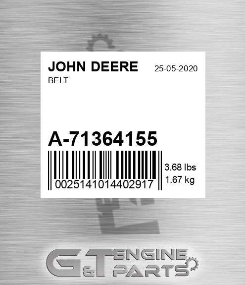 A-71364155 Belt for JOHN DEERE