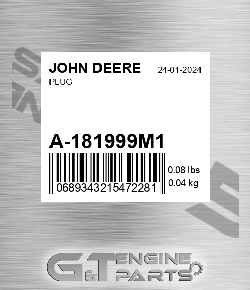 A-181999M1 Plug for JOHN DEERE