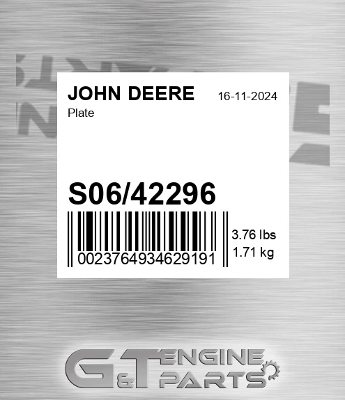 S06/42296 Plate for JOHN DEERE