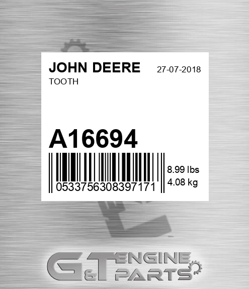 A16694 Tooth for JOHN DEERE