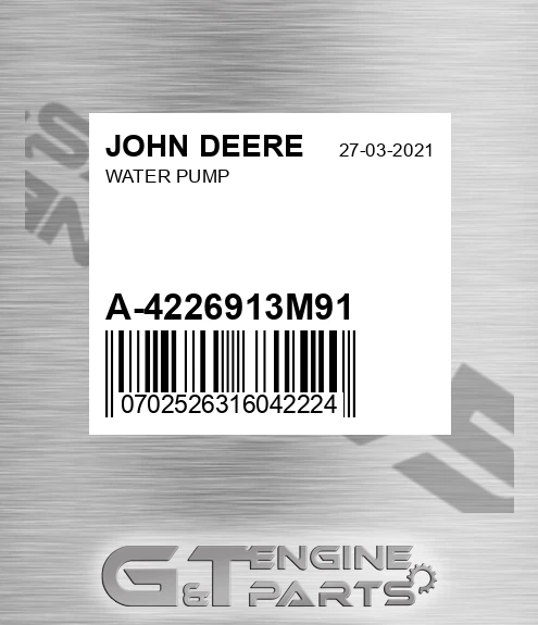 A-4226913M91 Water Pump for JOHN DEERE