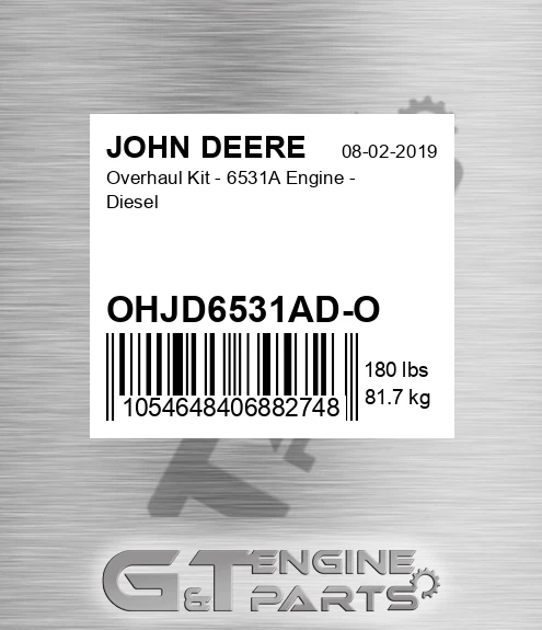 OHJD6531AD-O Overhaul Kit - 6531a Engine - Diesel for JOHN DEERE