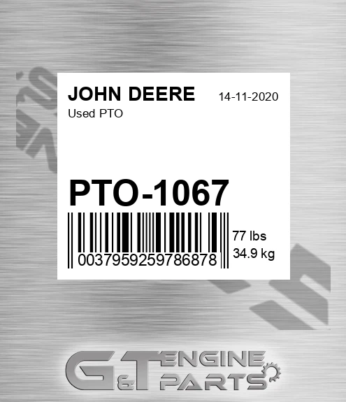 PTO-1067 Used Pto for JOHN DEERE