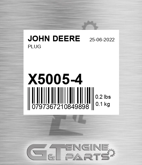 X5005-4 Plug for JOHN DEERE