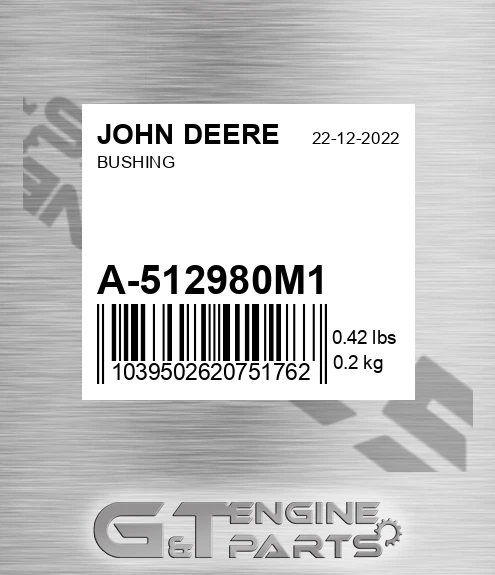 A-512980M1 Bushing for JOHN DEERE