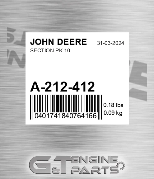 A-212-412 Section Pk 10 for JOHN DEERE