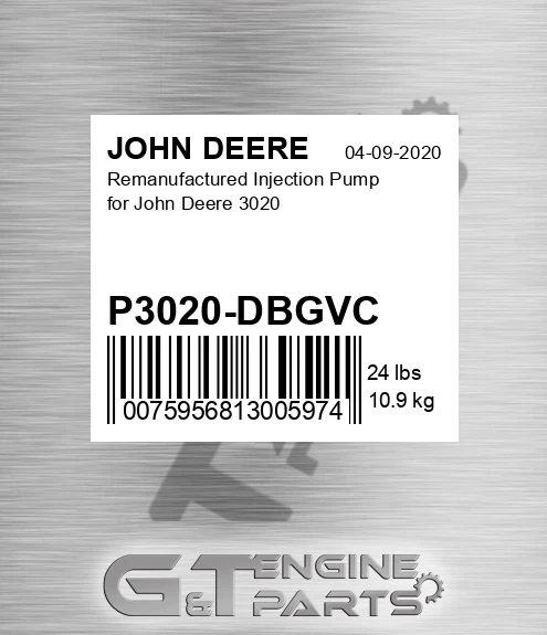 P3020-DBGVC Remanufactured Injection Pump For 3020 for JOHN DEERE