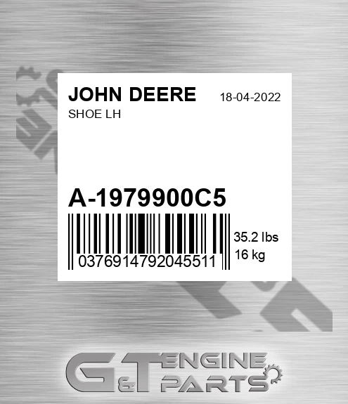 A-1979900C5 Shoe Lh for JOHN DEERE
