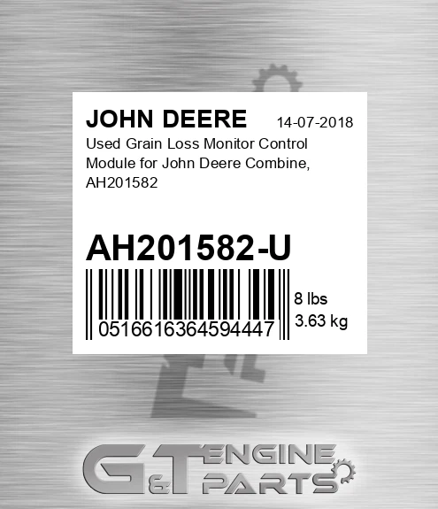 AH201582-U Used Grain Loss Monitor Control Module For Combine, Ah201582 for JOHN DEERE