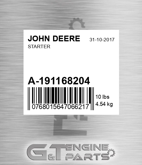 A-191168204 Starter for JOHN DEERE