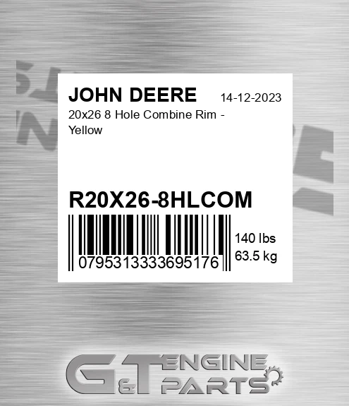 R20X26-8HLCOM 20x26 8 Hole Combine Rim - Yellow for JOHN DEERE