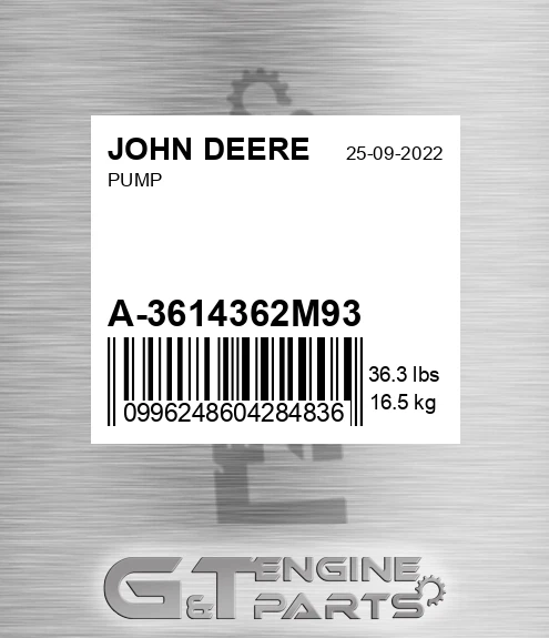 A-3614362M93 Pump for JOHN DEERE
