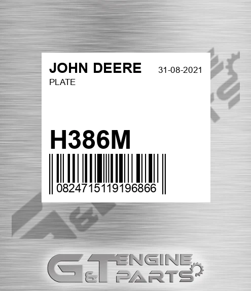 H386M Plate for JOHN DEERE