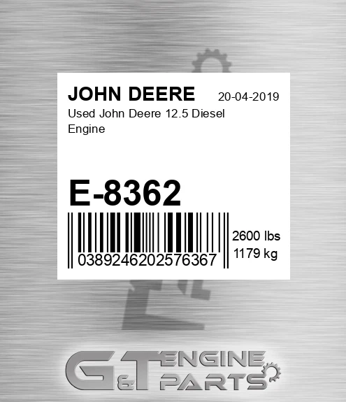 E-8362 Used 12.5 Diesel Engine for JOHN DEERE