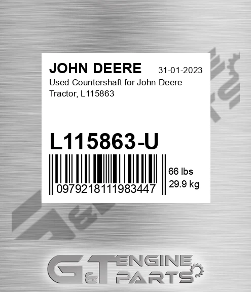 L115863-U Used Countershaft For Tractor, L115863 for JOHN DEERE