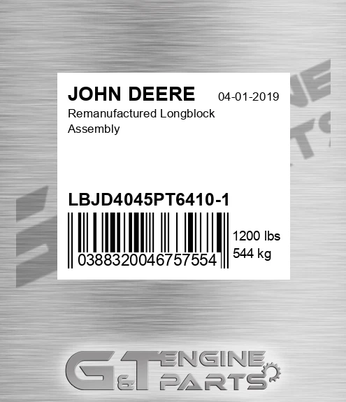 LBJD4045PT6410-1 Remanufactured Longblock Assembly for JOHN DEERE