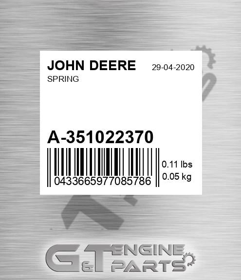A-351022370 Spring for JOHN DEERE