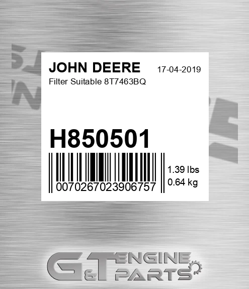 H850501 Filter Suitable 8t7463bq
