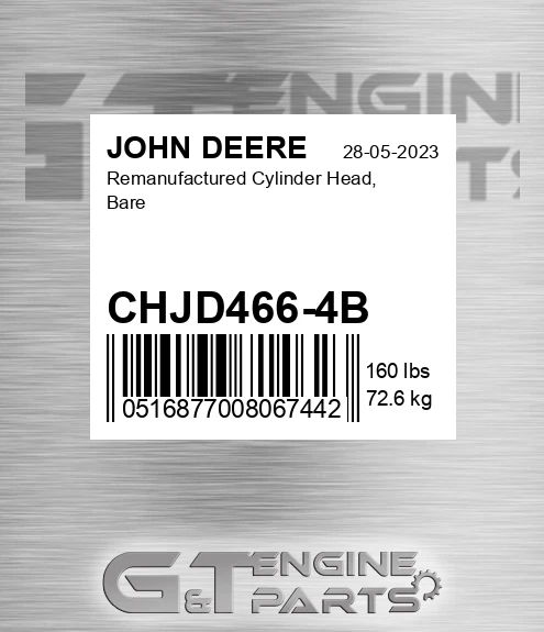 CHJD466-4B Remanufactured Cylinder Head, Bare for JOHN DEERE