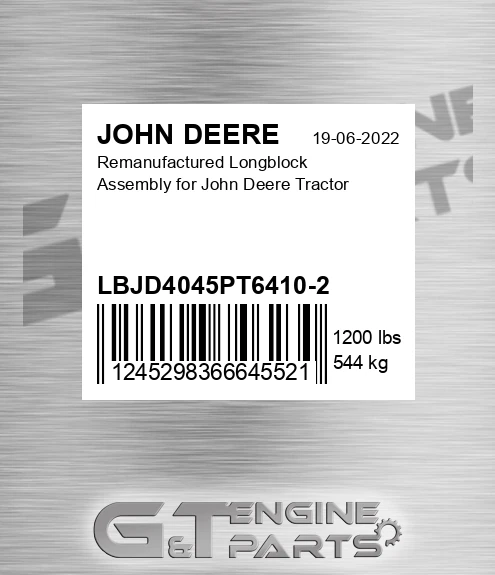 LBJD4045PT6410-2 Remanufactured Longblock Assembly For Tractor for JOHN DEERE