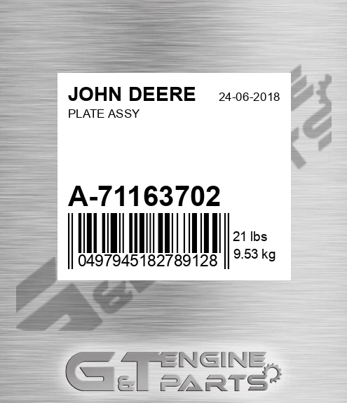 A-71163702 Plate Assy for JOHN DEERE