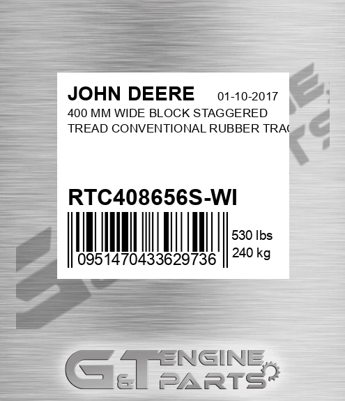 RTC408656S-WI 400 Mm Wide Block Staggered Tread Conventional Rubber Track