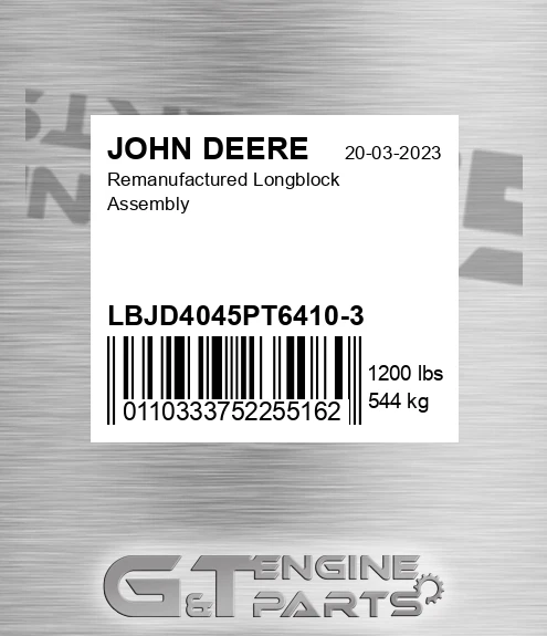LBJD4045PT6410-3 Remanufactured Longblock Assembly for JOHN DEERE