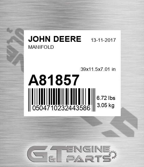 A81857 Manifold for JOHN DEERE