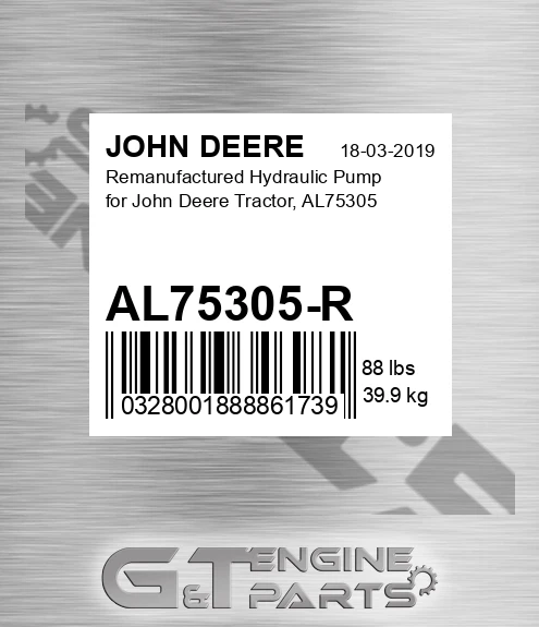AL75305-R Remanufactured Hydraulic Pump For Tractor, Al75305 for JOHN DEERE