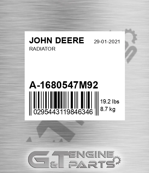 A-1680547M92 Radiator for JOHN DEERE
