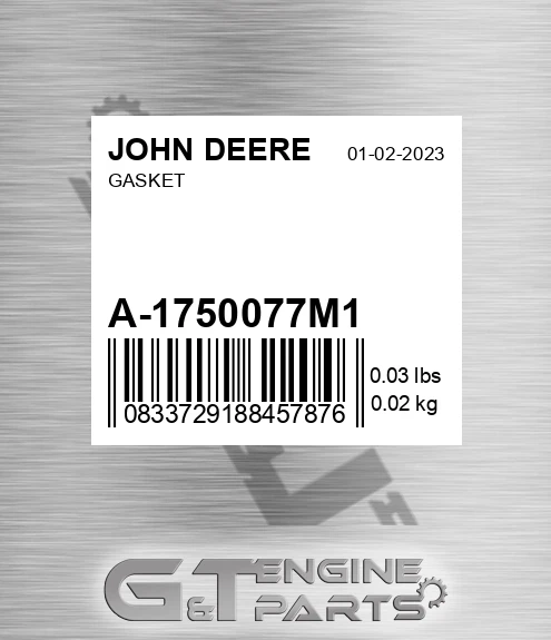 A-1750077M1 Gasket for JOHN DEERE