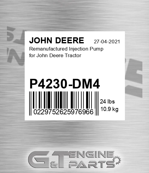 P4230-DM4 Remanufactured Injection Pump For Tractor for JOHN DEERE